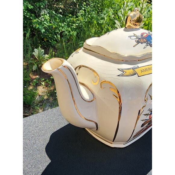 SADLER ENGLAND CUBE TEAPOT AMERICAN BI-CENTENARY 1776-1976 WAR OF INDEPENDENCE - Picture 2 of 9